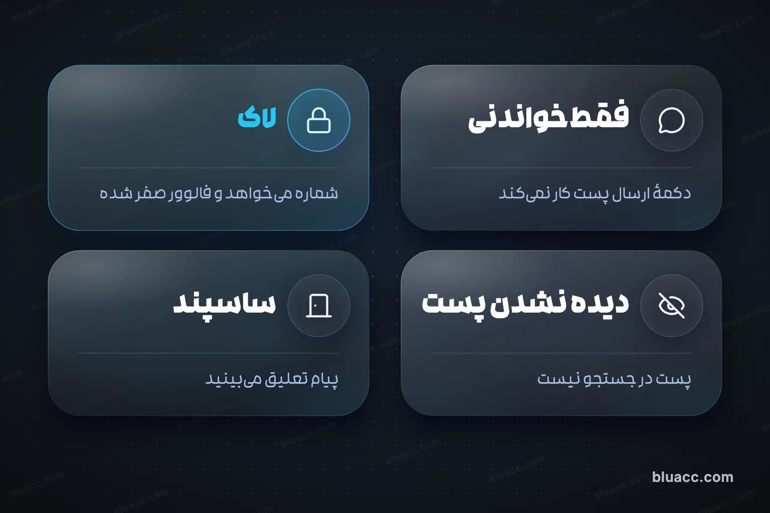 تابلوی چهارراه با چهار نشانهٔ وضعیت اکانت توییتر